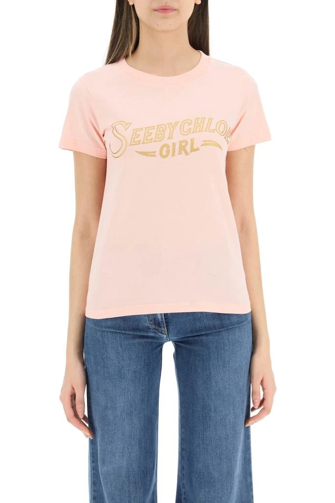 商品See by Chloé|See By Chloe Glitter Logo T Shirt,价格¥335,第2张图片详细描述