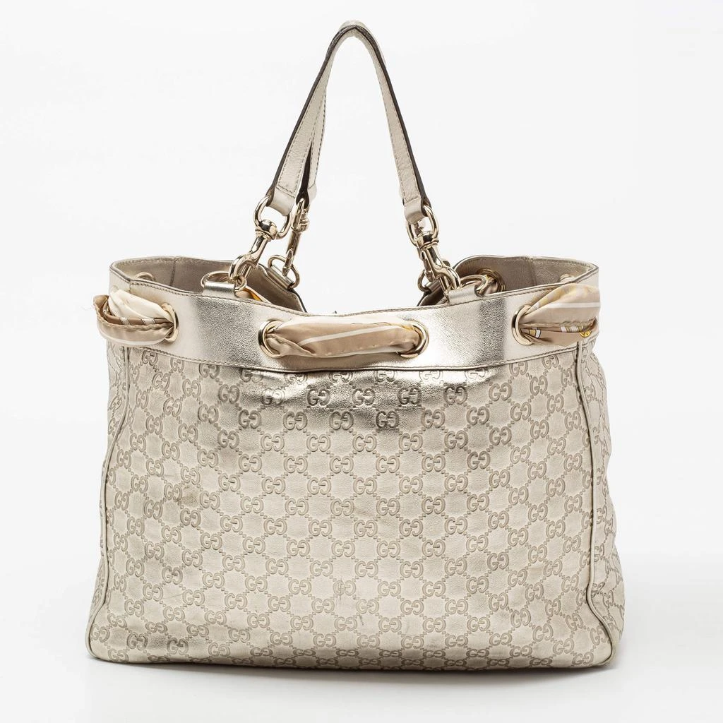 商品[二手商品] Gucci|Gucci Metallic Gold Guccissima Leather Positano Scarf Shopper Tote,价格¥3519,第4张图片详细描述