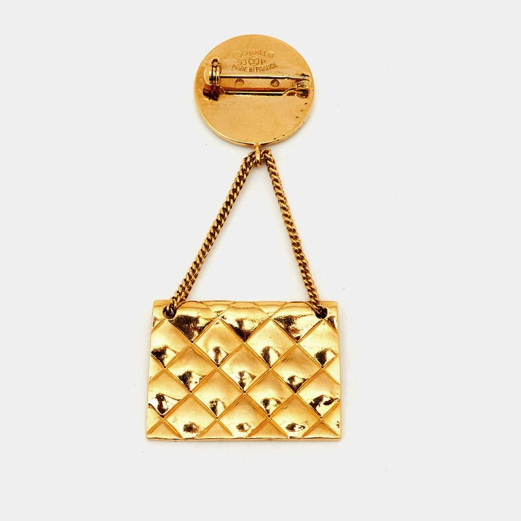 商品[二手商品] Chanel|Chanel Hanging Flap Bag Motif Gold Tone Pin Brooch,价格¥4218,第3张图片详细描述