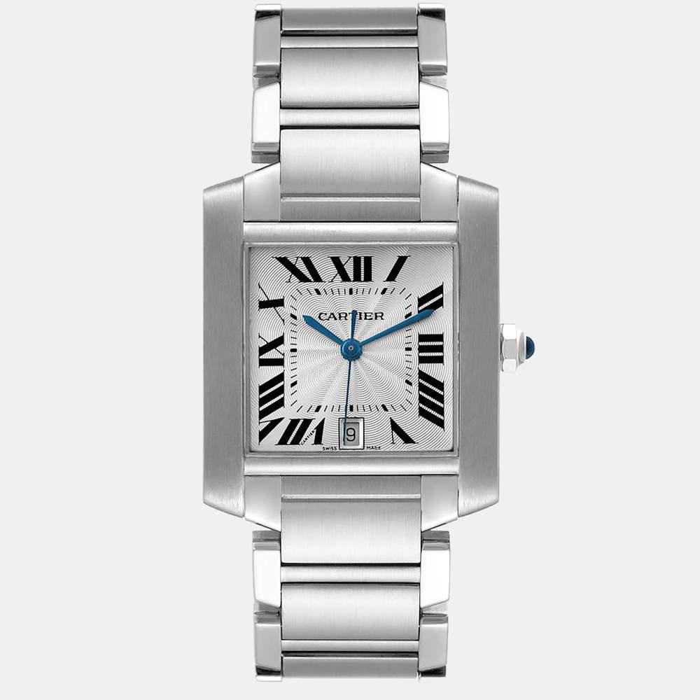 Cartier Silver Stainless Steel Tank Francaise W51002Q3 Automatic Men's Wristwatch 28 mm商品第1张图片规格展示