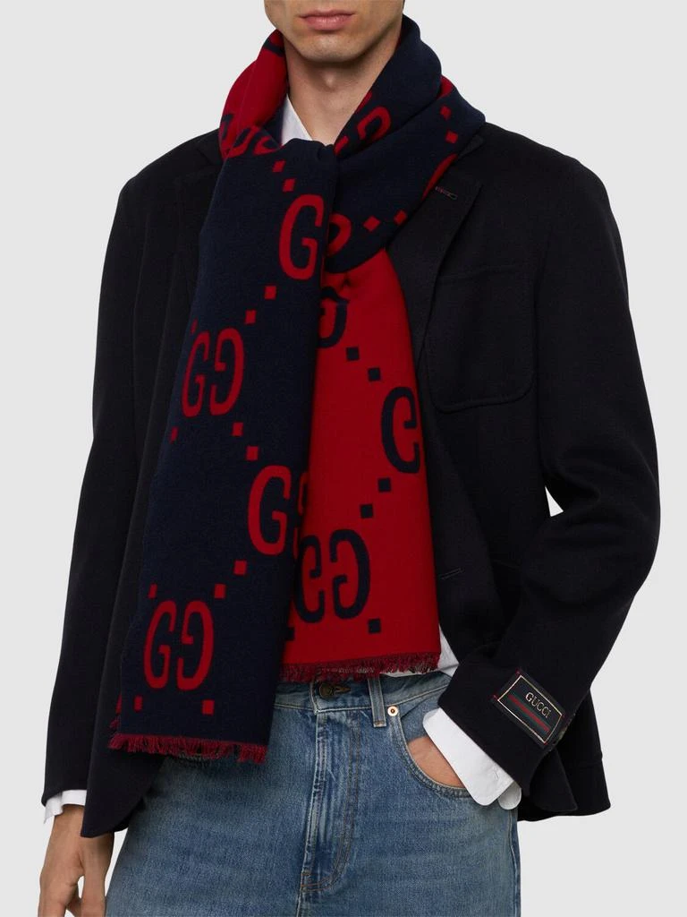 商品Gucci|Gg Jacquard Wool & Silk Scarf,价格¥4321,第1张图片