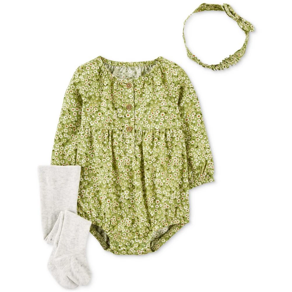 商品Carter's|Baby Girls Bodysuit, Headband and Footed Tights, 3 Piece Set,价格¥225,第1张图片