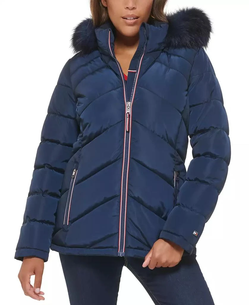 商品Tommy Hilfiger|Women's Faux-Fur-Trim Hooded Puffer Coat,价格¥649,第1张图片