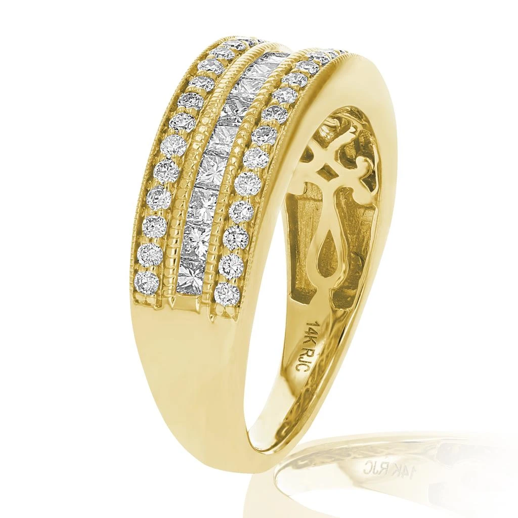 商品Vir Jewels|1 cttw Princess and Round Diamond Wedding Band with Milgrain 14K Yellow Gold,价格¥9640,第3张图片详细描述