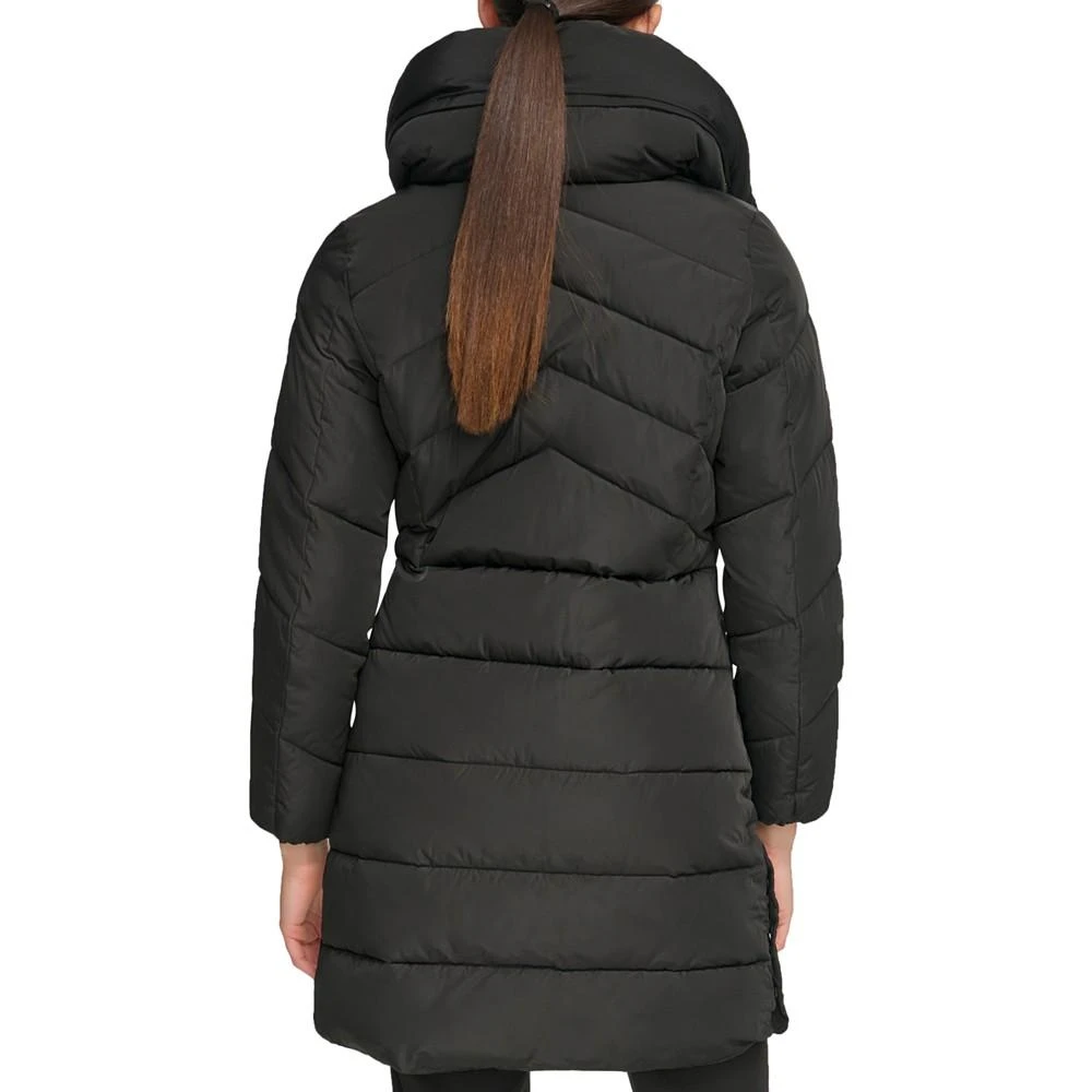 商品Calvin Klein|Women's Petite Faux-Sherpa Collar Hooded Stretch Puffer Coat, Created for Macy's,价格¥2305,第2张图片详细描述