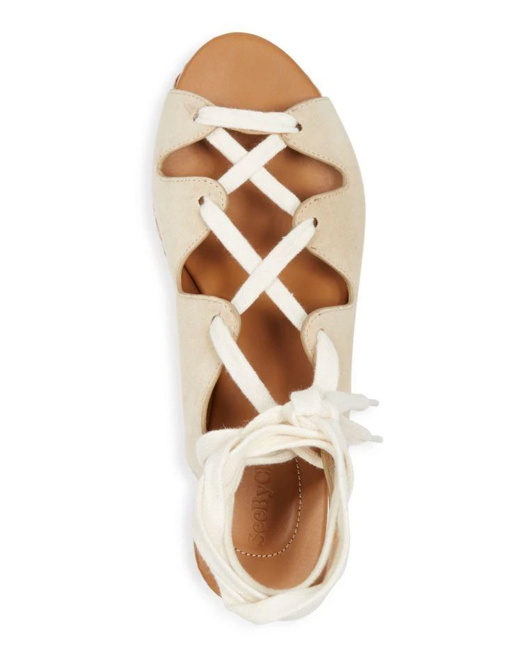 商品See by Chloé|Women's Raffia Open Toe Lace Up Platform Sandals,价格¥1324,第3张图片详细描述