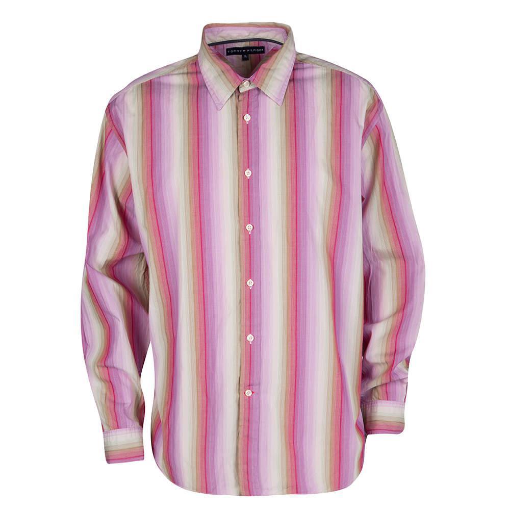 商品[二手商品] Tommy Hilfiger|Tommy Hilfiger Multicolor Striped Cotton Long Sleeve Button Front Shirt XL,价格¥765,第1张图片