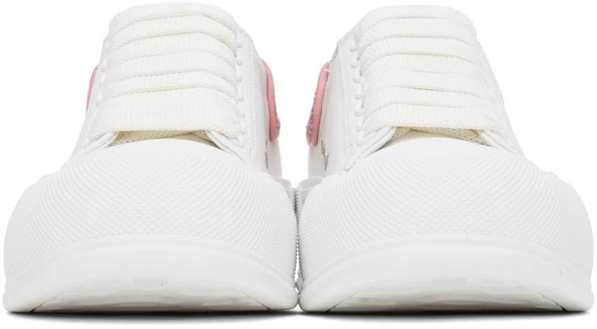 商品Alexander McQueen|White & Pink Deck Lace-Up Plimsoll Sneakers,价格¥1336,第2张图片详细描述