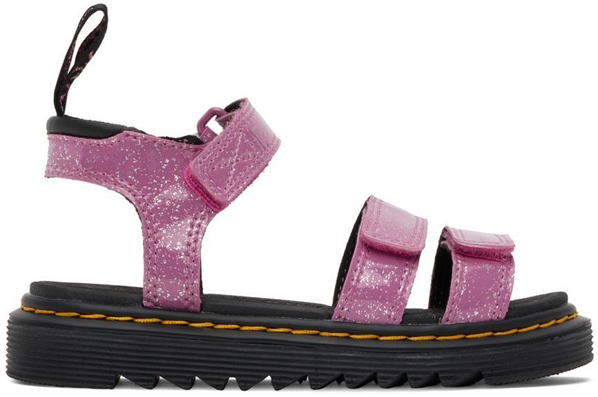 商品Dr. Martens|Kids Pink Klaire Glitter Big Kids Sandals,价格¥421,第1张图片