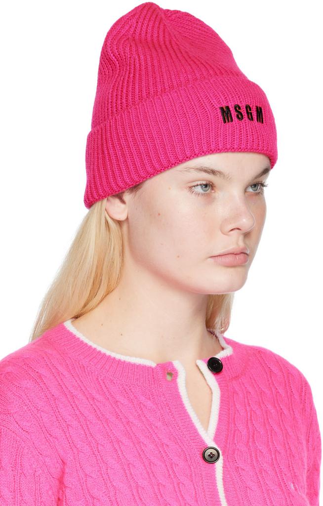 Pink Embroidered Beanie商品第2张图片规格展示