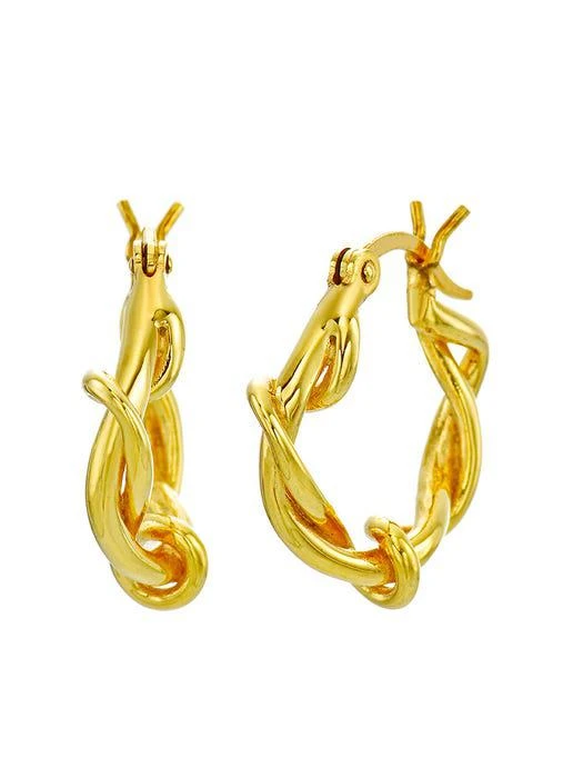 商品REALEESM|Silver Twist Hoop Earring_Gold,价格¥713,第2张图片详细描述