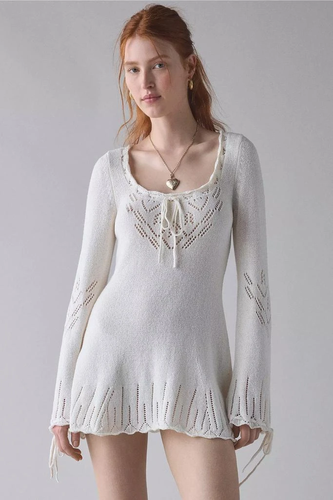 商品Kimchi Blue|Kimchi Blue Catherine Pointelle Knit Babydoll Tunic Sweater,价格¥296,第1张图片