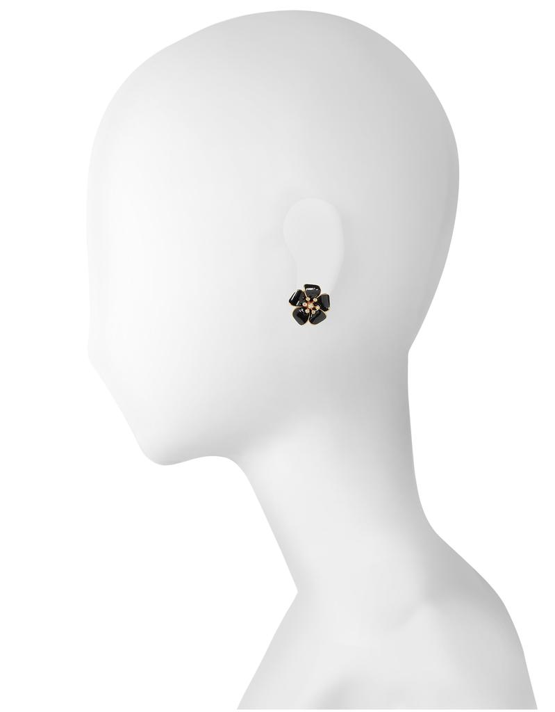 Rose Gold and Black Enamel Daisy Earrings商品第2张图片规格展示