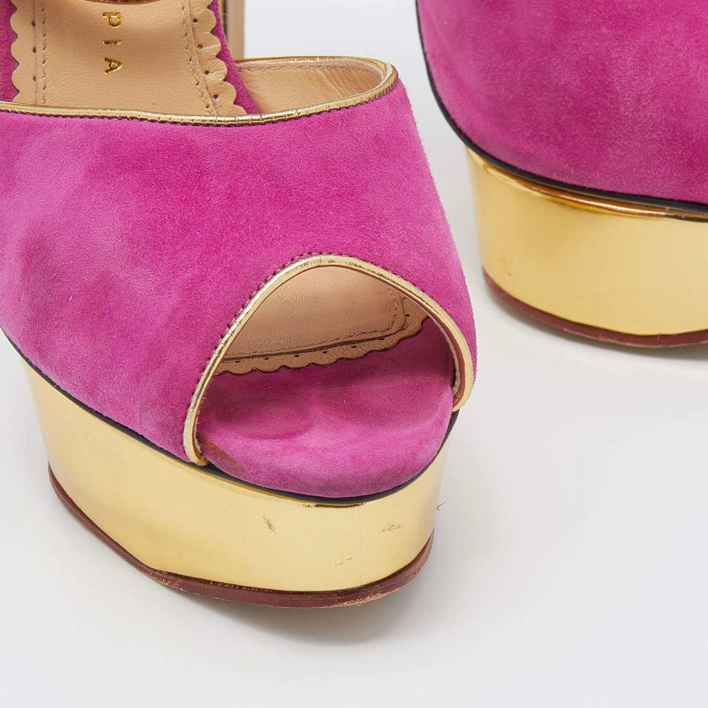 Charlotte Olympia Pink Suede Serena Ankle Strap Platform Sandals Size 37 商品