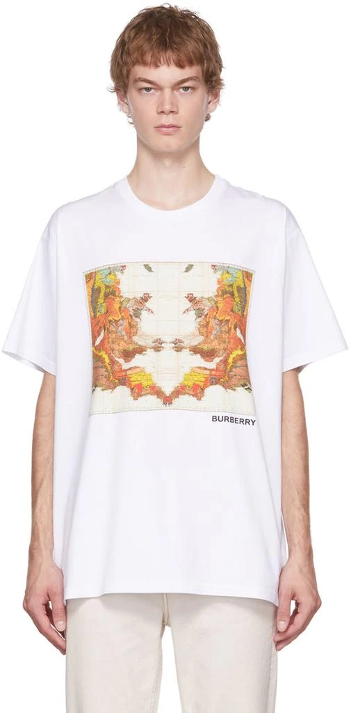 商品Burberry|白色 Map Print T 恤,价格¥4508,第1张图片