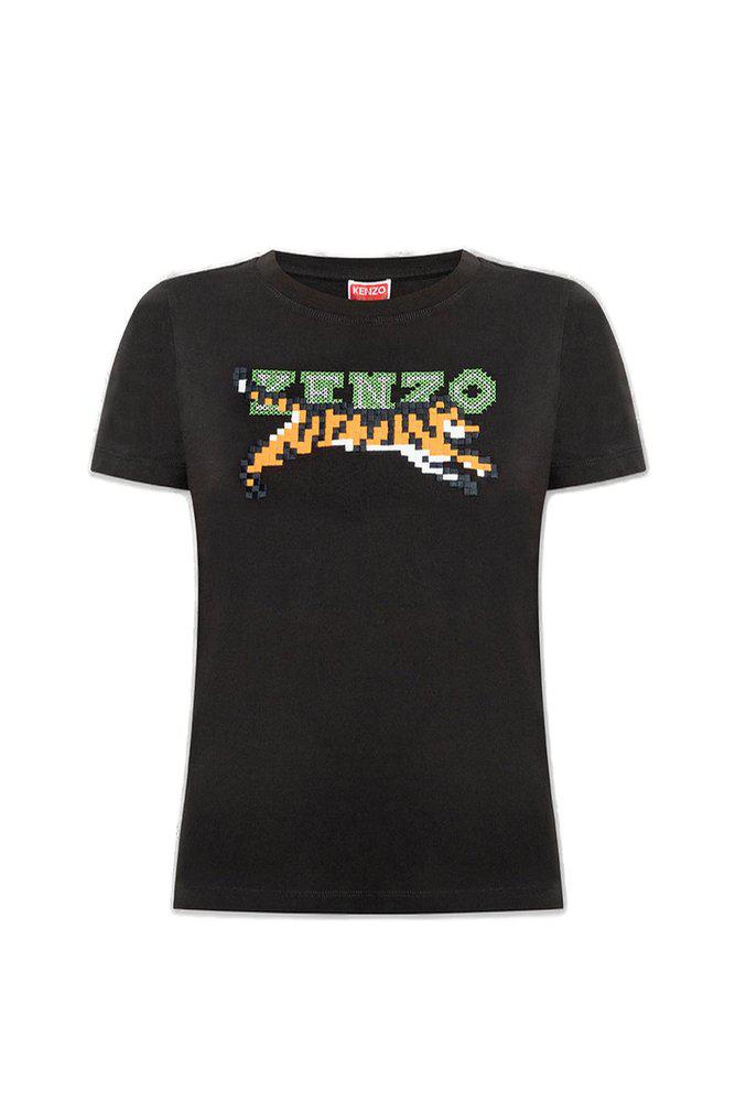 Kenzo Logo Embroidered Crewneck T-Shirt商品第1张图片规格展示