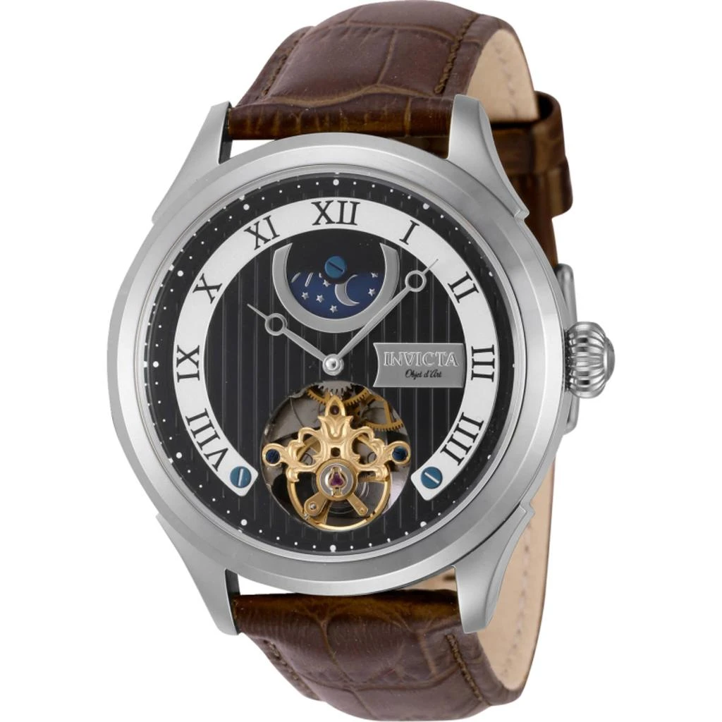 商品Invicta|Invicta Men's Watch - Objet D Art Automatic Black Dial Brown Leather Strap | 44009,价格¥835,第1张图片