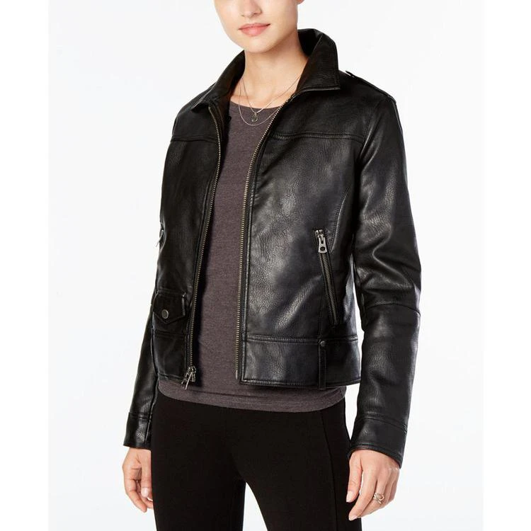 商品Lucky Brand|Faux-Fur-Collar Faux-Leather Moto Jacket,价格¥599,第2张图片详细描述