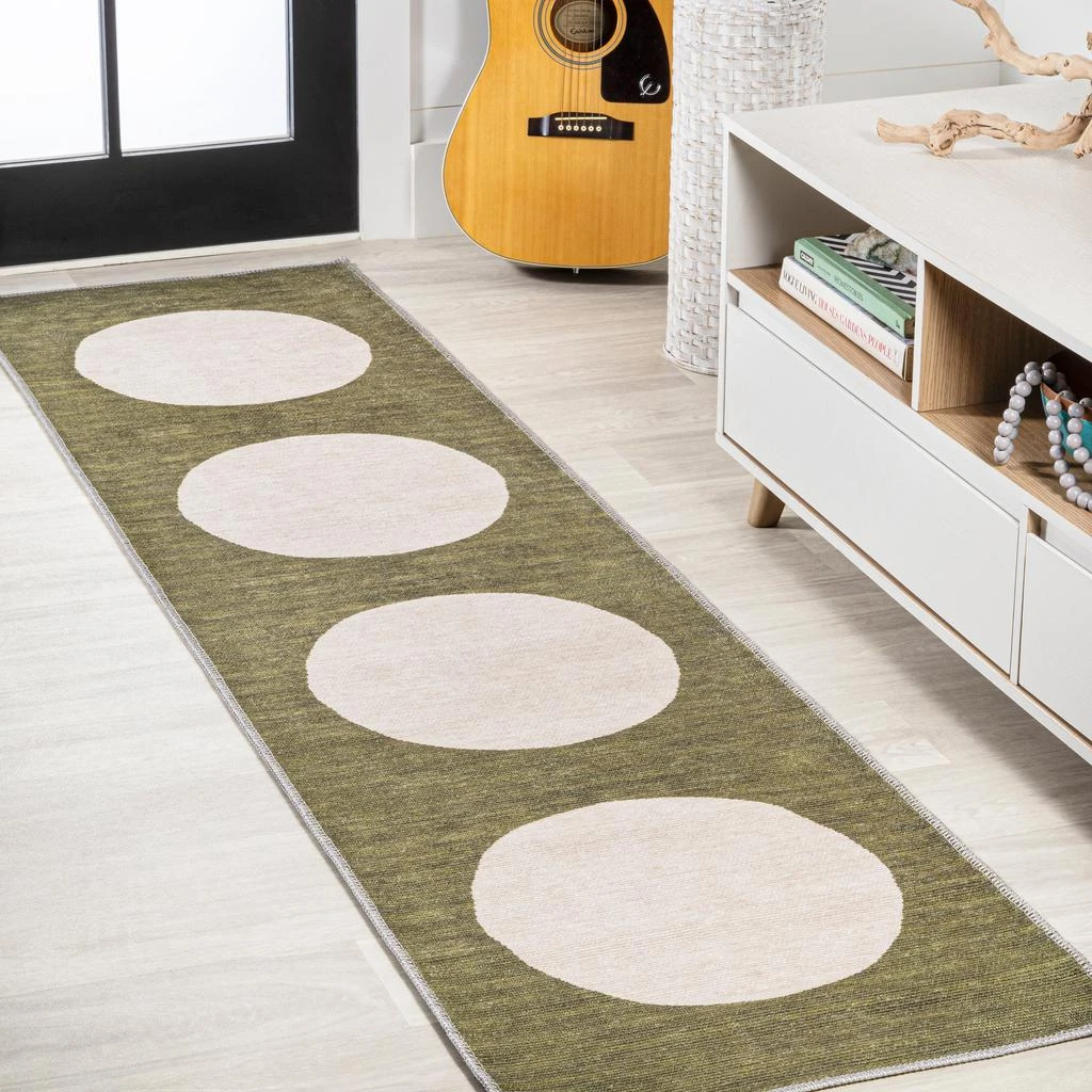 Cirkel Minimalist Geometric Dot Machine-Washable Cream/Rust Area Rug 商品