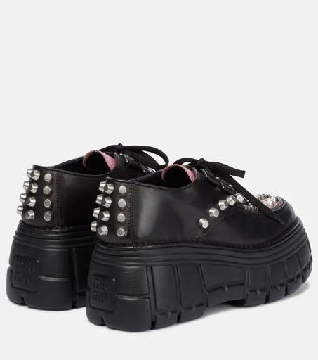 商品Miu Miu|缀饰皮革厚底德比鞋,价格¥12627,第3张图片详细描述