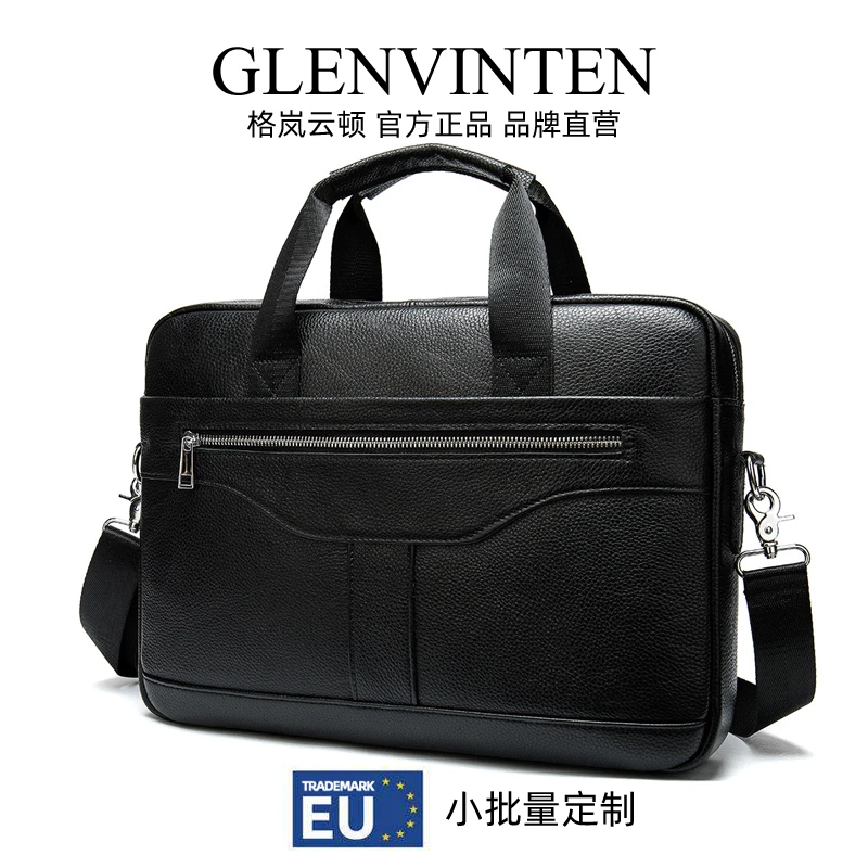 商品[国内直发] GLENVINTEN|格岚云顿欧美版新款男士手提包包复古商务办公手提包真皮男包公事包,价格¥360,第1张图片