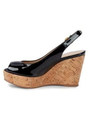 商品Stuart Weitzman|Women's Jean Patent Leather Slingback Wedge Sandals,价格¥1108,第4张图片详细描述