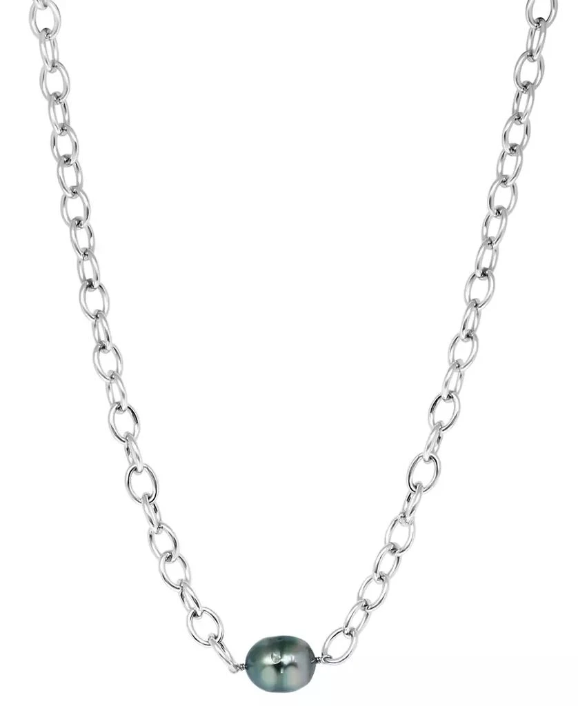 商品Effy|EFFY® Black Tahitian Baroque Pearl (12mm) Oval Link 18" Pendant Necklace in Sterling Silver,价格¥2511,第4张图片详细描述