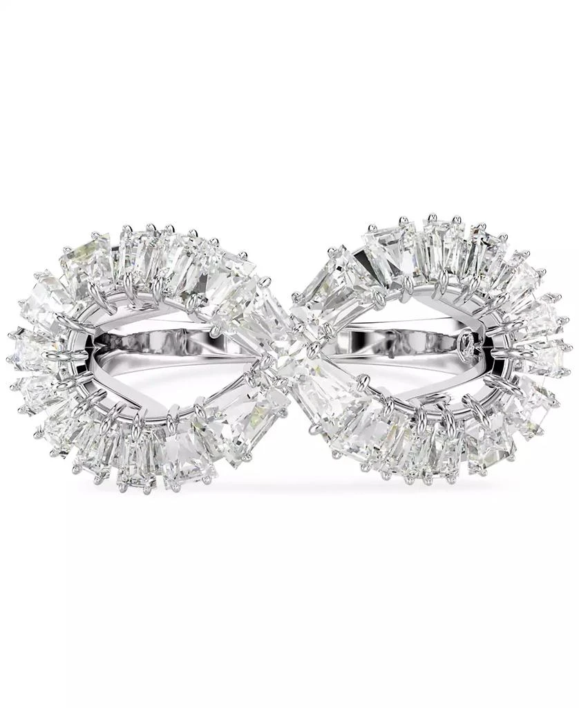 商品Swarovski|Rhodium-Plated Baguette Crystal Infinity Statement Ring,价格¥1119,第1张图片