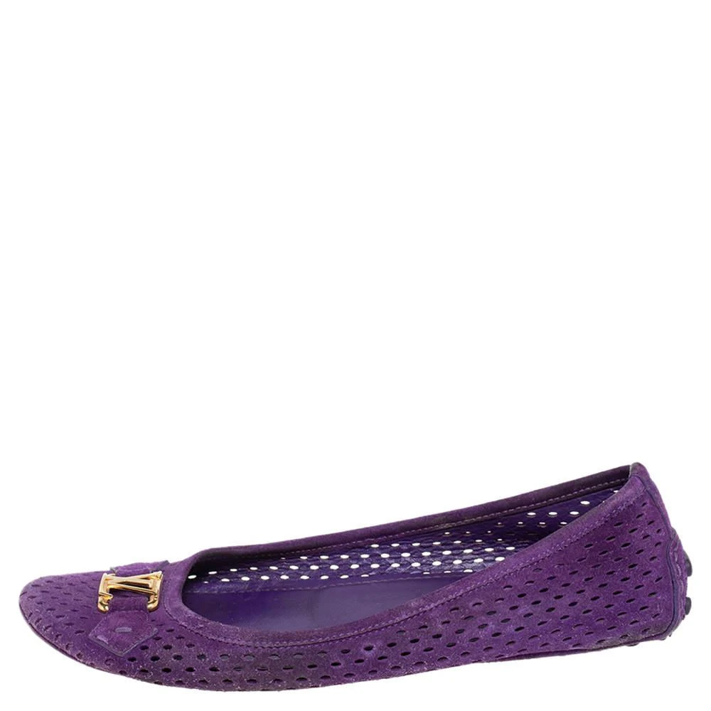 商品[二手商品] Louis Vuitton|Louis Vuitton Purple Perforated Suede Ballet Flats Size 39,价格¥1533,第2张图片详细描述