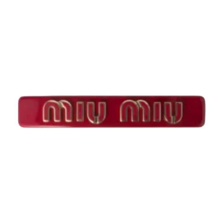 商品[国内直发] Miu Miu|缪缪 字母徽标 玻璃 金属 发夹 女款 红色/黑色/白色,价格¥2659,第3张图片详细描述