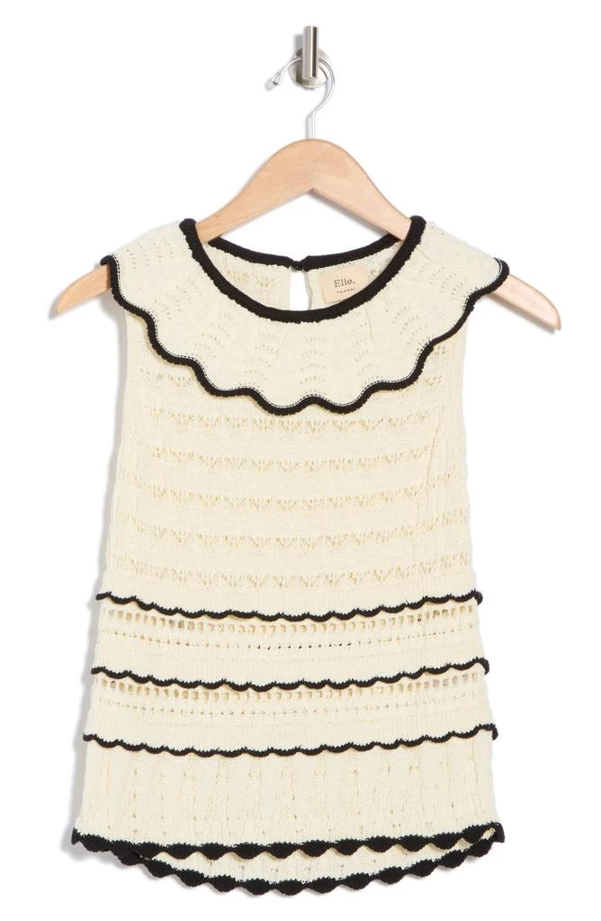 商品ELIE ELIE TAHARI|Ruffle Pointelle Sleeveless Sweater,价格¥191,第3张图片详细描述