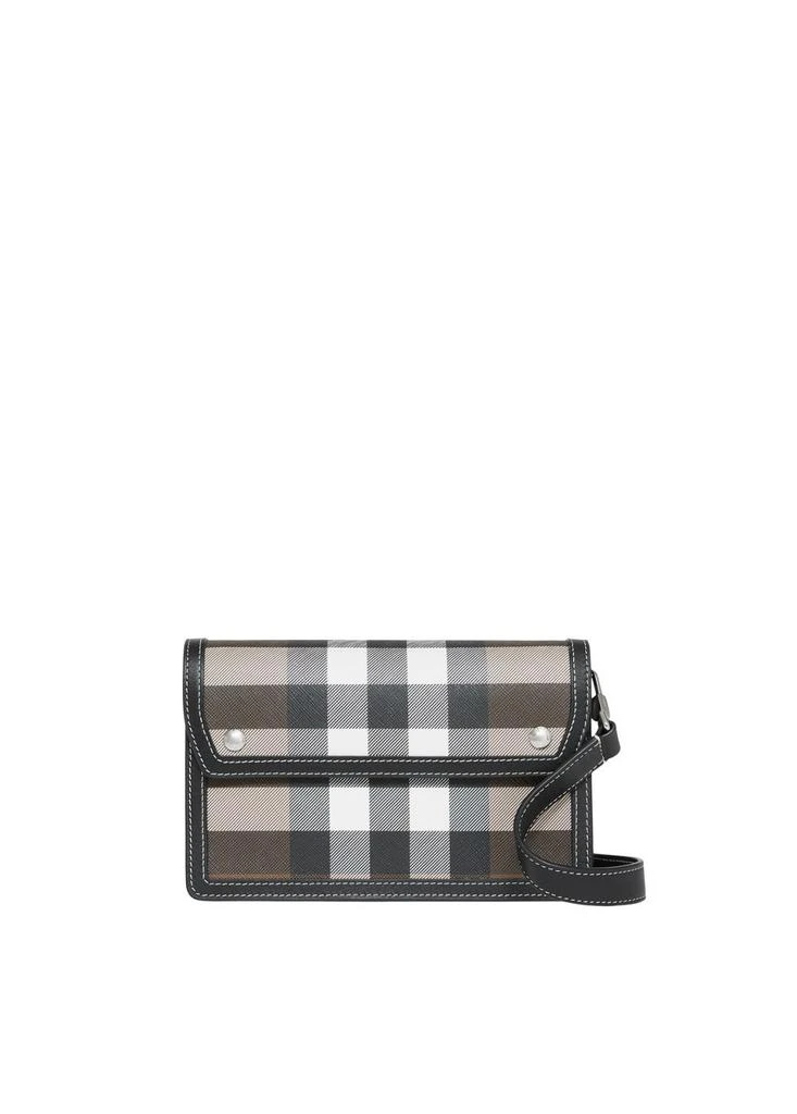 商品Burberry|Check and leather crossbody bag,价格¥7485,第1张图片