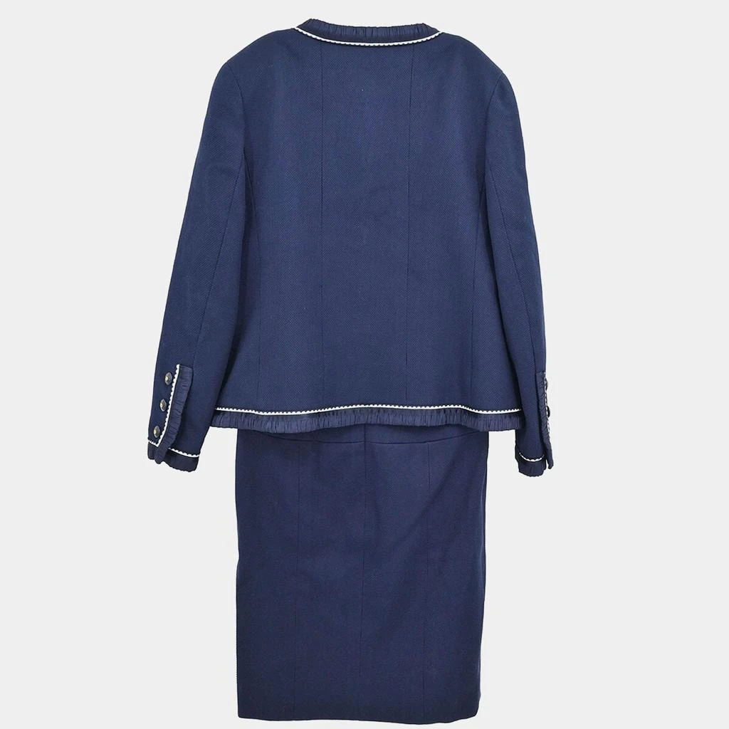商品[二手商品] Chanel|Chanel Navy Blue Collarless Jacket Skirt Suit Set Size 38,价格¥14740,第2张图片详细描述