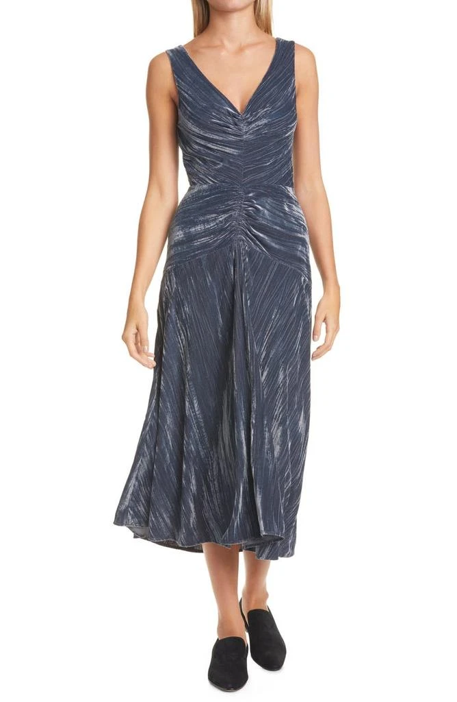 商品Vince|Ruched Textured Velvet Sleeveless Dress,价格¥1553,第1张图片