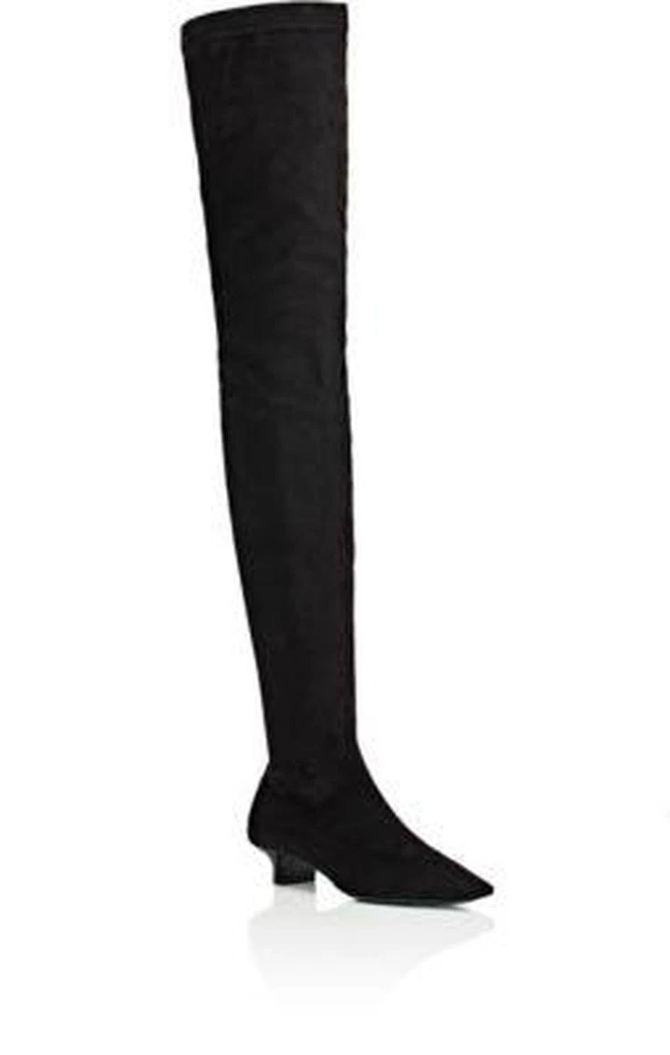 商品Stella McCartney|Sculpted-Heel Faux-Suede Over-The-Knee Boots,价格¥6955,第2张图片详细描述