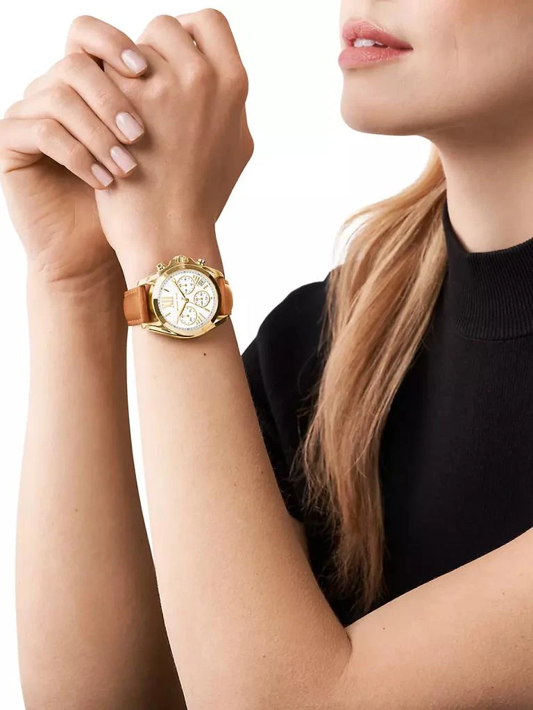 商品Michael Kors|Bradshaw Goldtone Stainless Steel &amp; Leather Chronograph Watch,价格¥1872,第2张图片详细描述