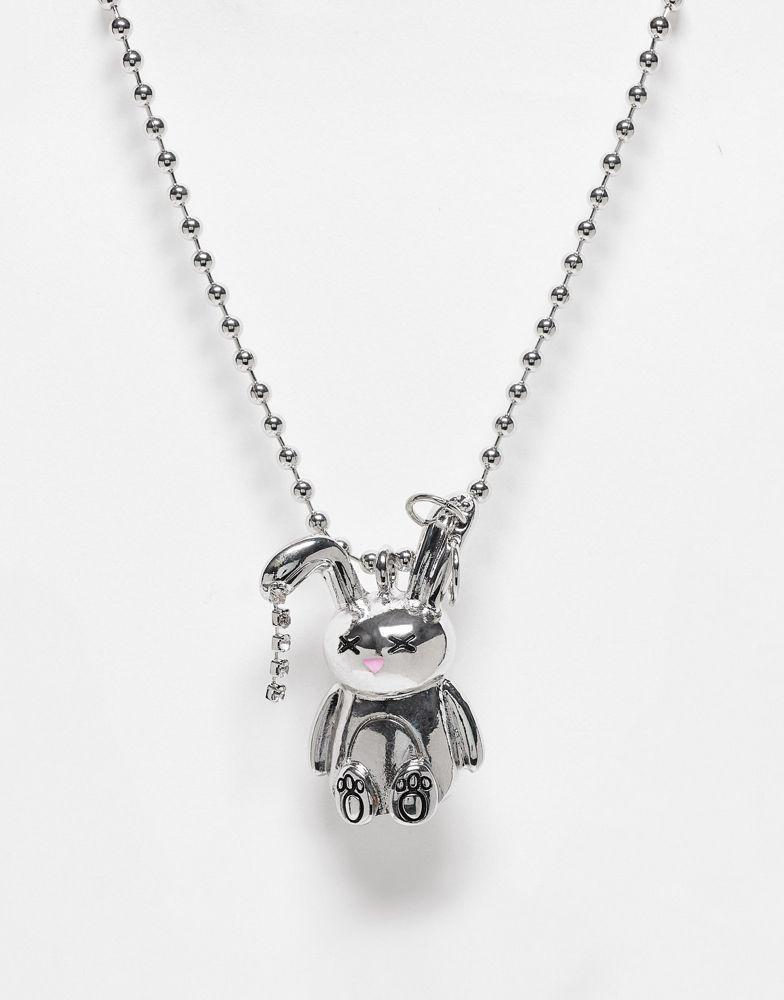 商品Reclaimed Vintage|Reclaimed Vintage unisex necklace with cute bunny pendant in silver,价格¥95,第1张图片