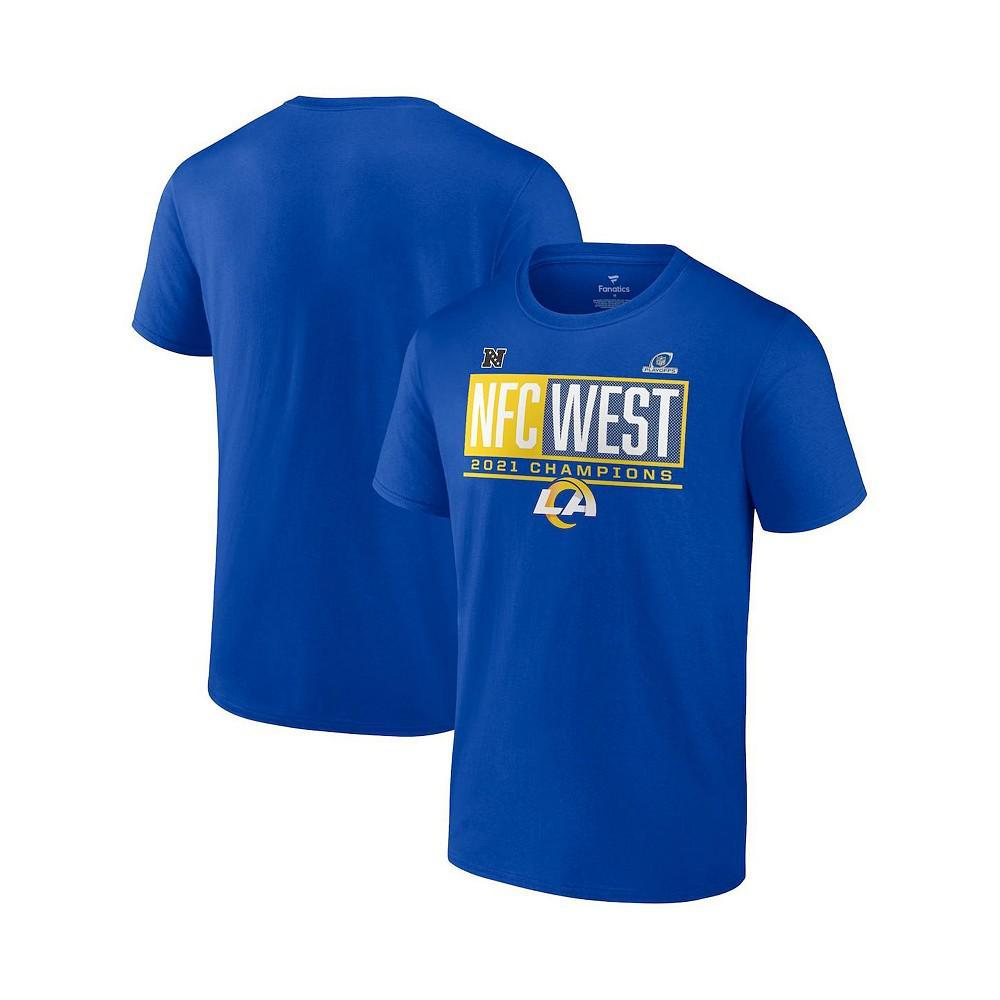 商品Fanatics|Men's Branded Royal Los Angeles Rams 2021 NFC West Division Champions Big and Tall Blocked Favorite T-shirt,价格¥299,第1张图片