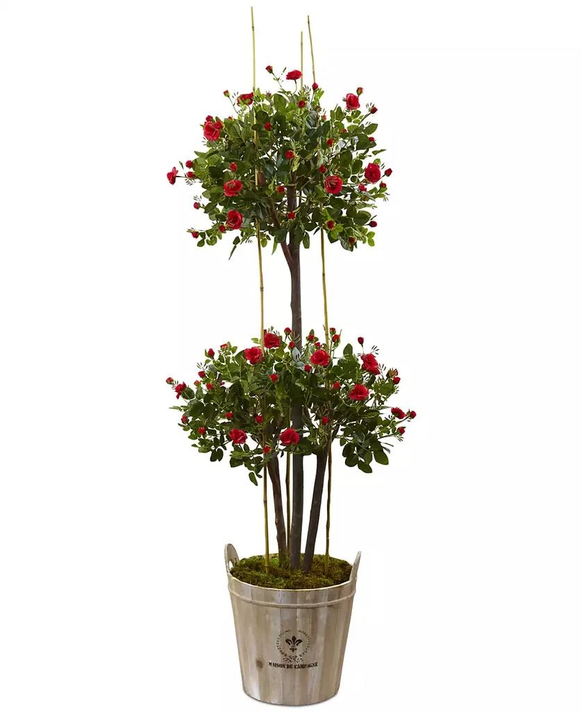 商品NEARLY NATURAL|5.5' Rose Topiary Artificial Tree in Farmhouse Planter,价格¥3014,第1张图片