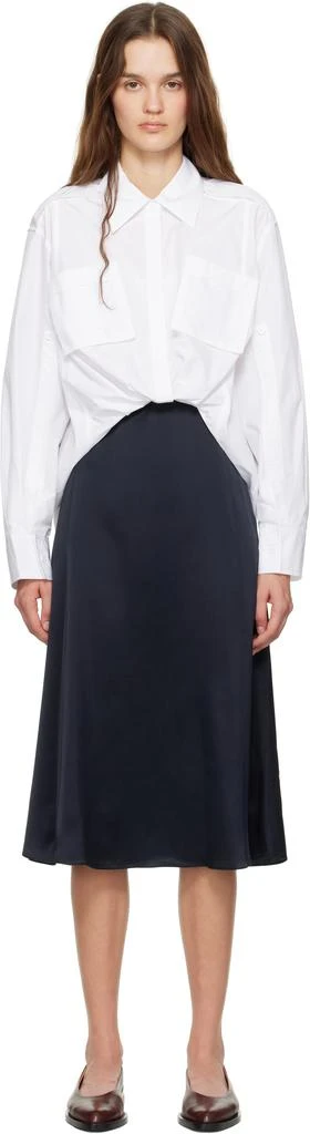 商品3.1 Phillip Lim|White & Navy Draped Shirt Combo Slip Midi Dress,价格¥4927,第1张图片