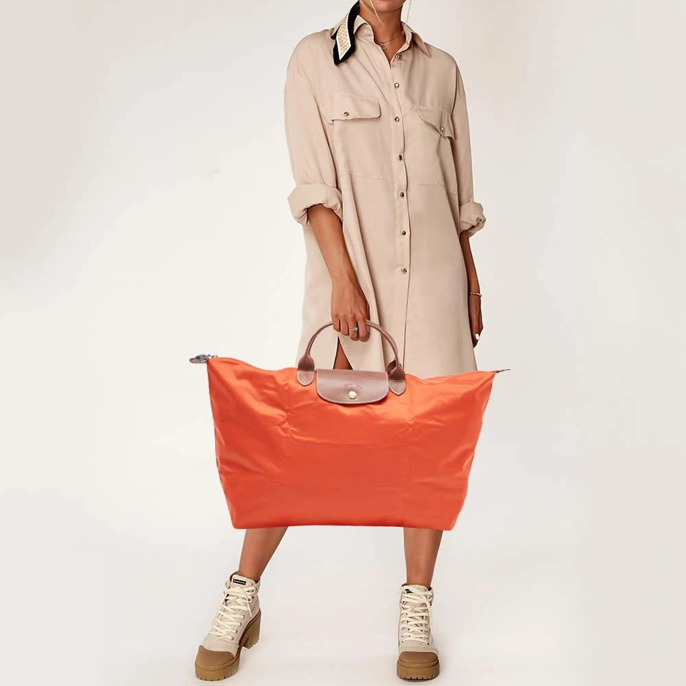 商品[二手商品] Longchamp|Longchamp Orange Nylon Le Pliage Travel Tote,价格¥1704,第2张图片详细描述