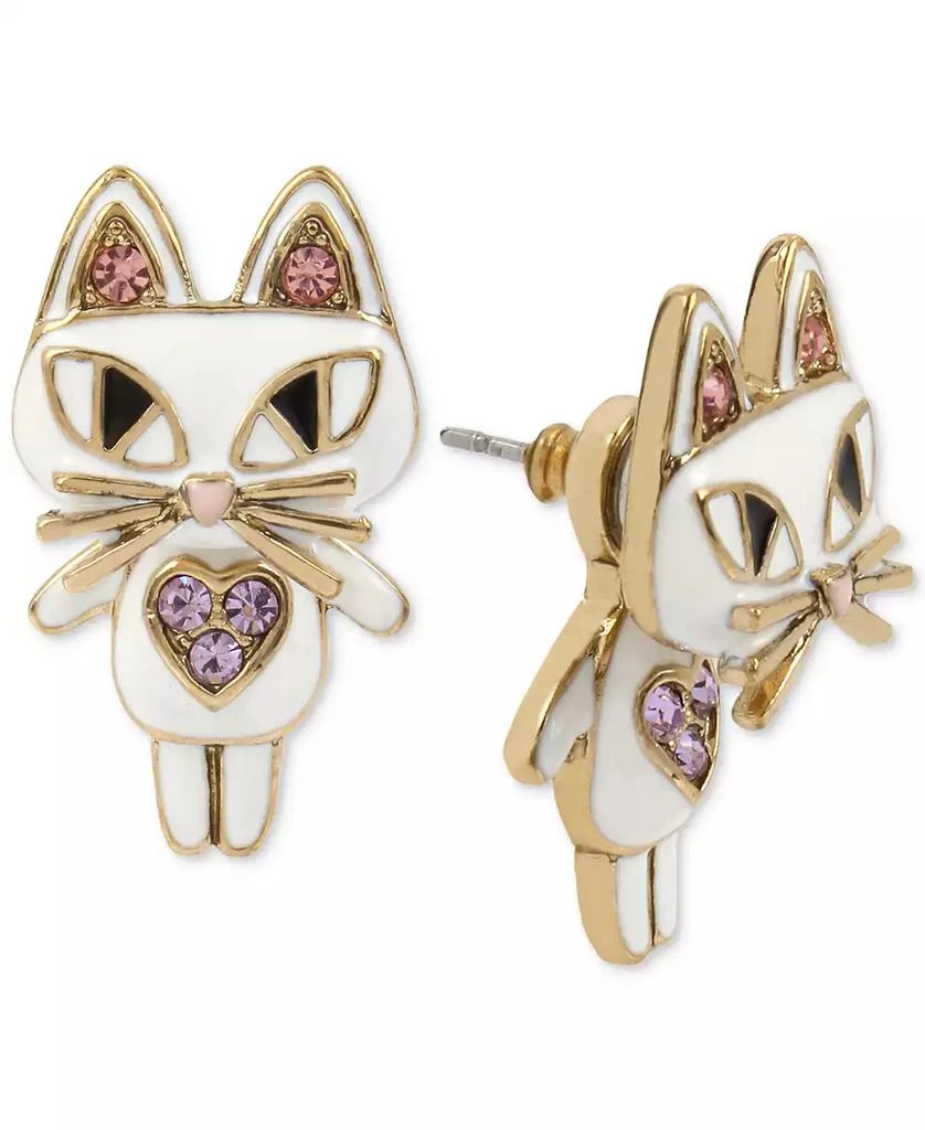 商品Betsey Johnson|Gold-Tone White Enamel Cat Earring Jackets,价格¥200,第1张图片