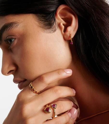 商品Octavia Elizabeth|Charmed Micro Gabby 18kt gold hoop earrings with ruby,价格¥13046,第3张图片详细描述