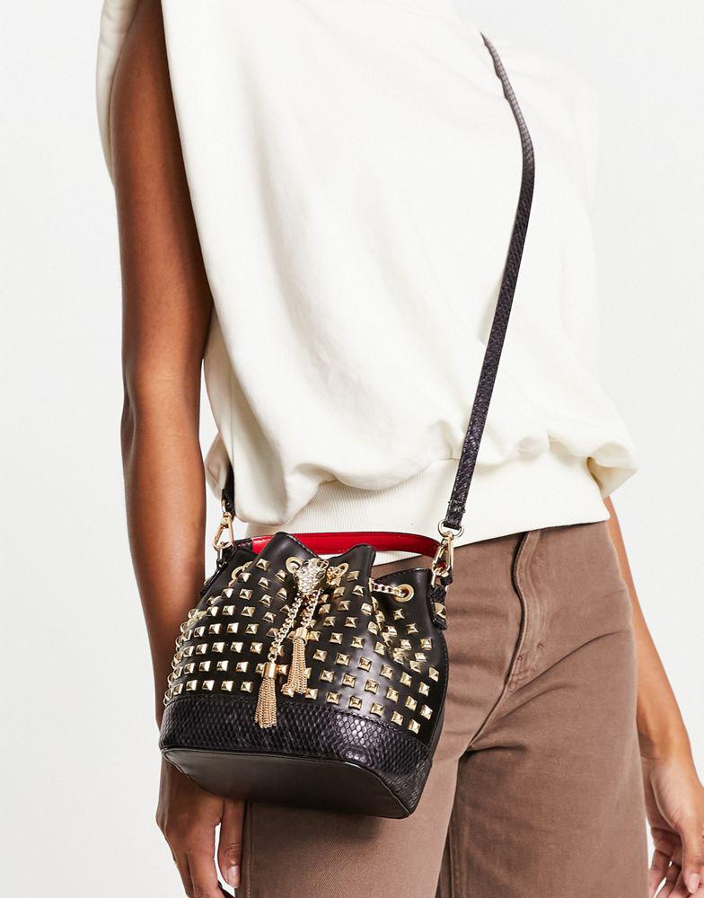 ALDO Elbentariel bucket bag with studs in black商品第1张图片规格展示