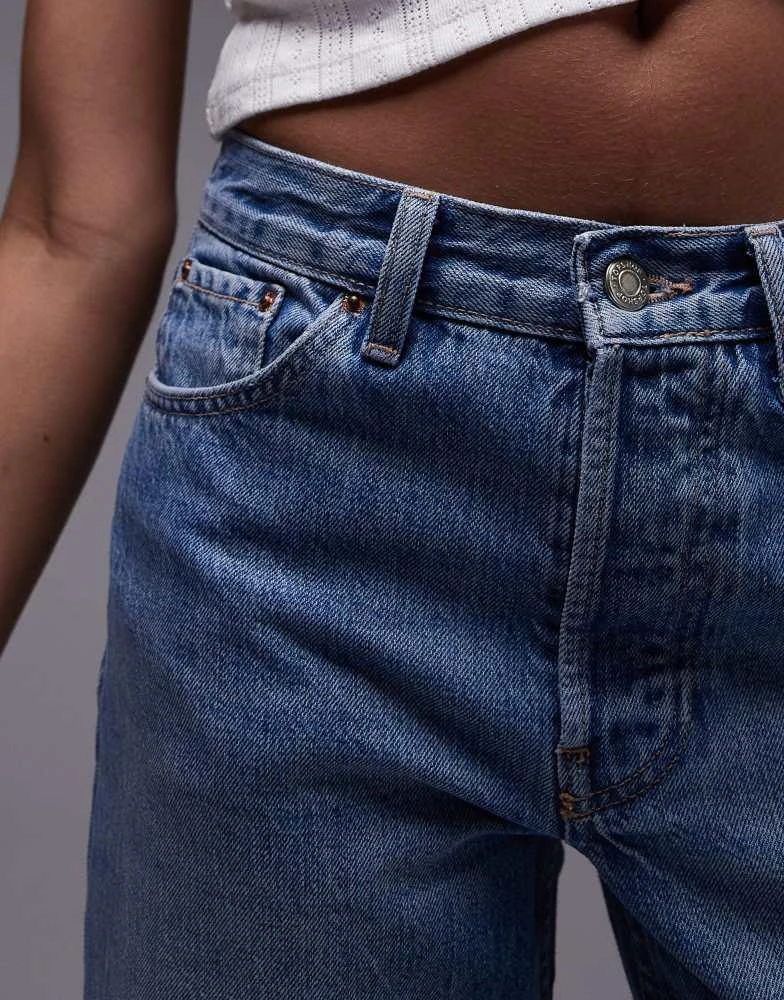 商品Topshop|Topshop Runway mid rise straight jean in bleach,价格¥162,第5张图片详细描述