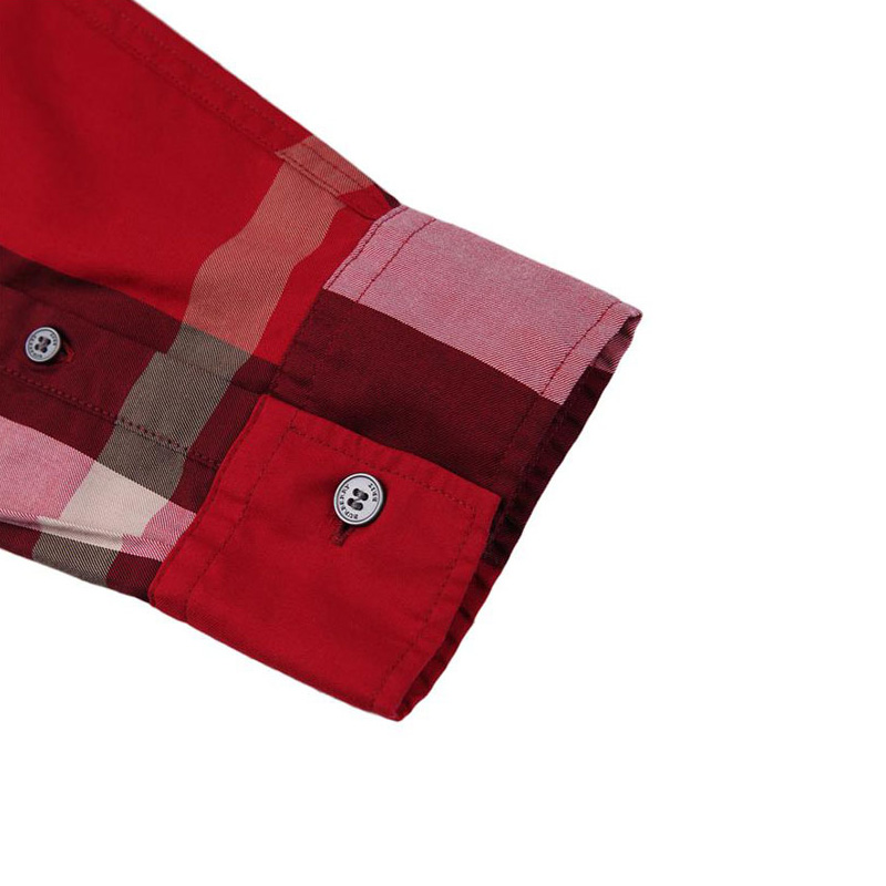 Burberry 博柏利 男士红色格纹长袖衬衫 4554721商品第4张图片规格展示