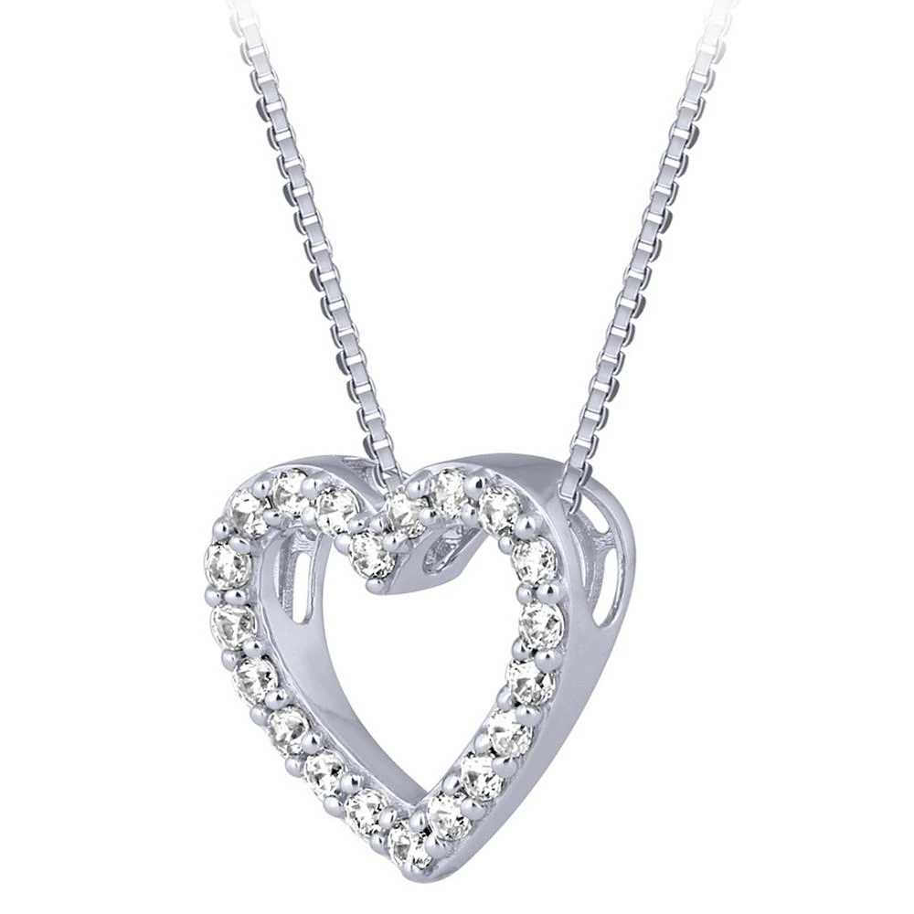 商品Macy's|Diamond Heart Pendant Necklace (1/2 ct. t.w.) in 14k White Gold, 16" + 2" extender,价格¥4519,第5张图片详细描述