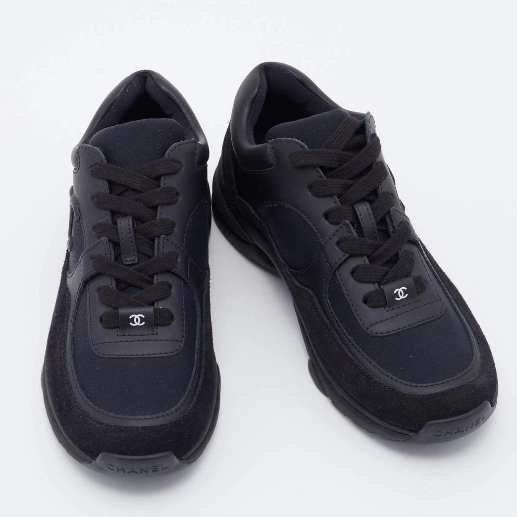 商品Chanel|Chanel Black Neoprene/Leather and Suede CC Lace-Up Sneakers Size 36,价格¥6409,第4张图片详细描述