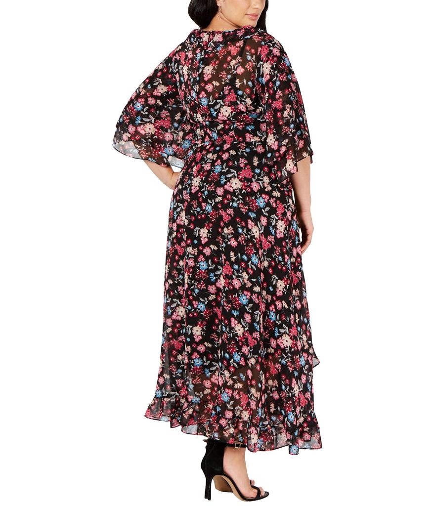 Women's Plus Size Flutter Sleeved Faux Wrap Maxi Dress商品第2张图片规格展示