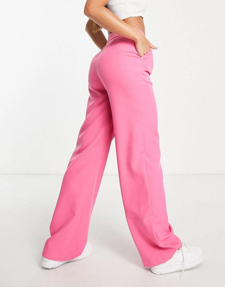商品Stradivarius|Stradivarius Tall tailored wide leg trouser in pink,价格¥109,第2张图片详细描述
